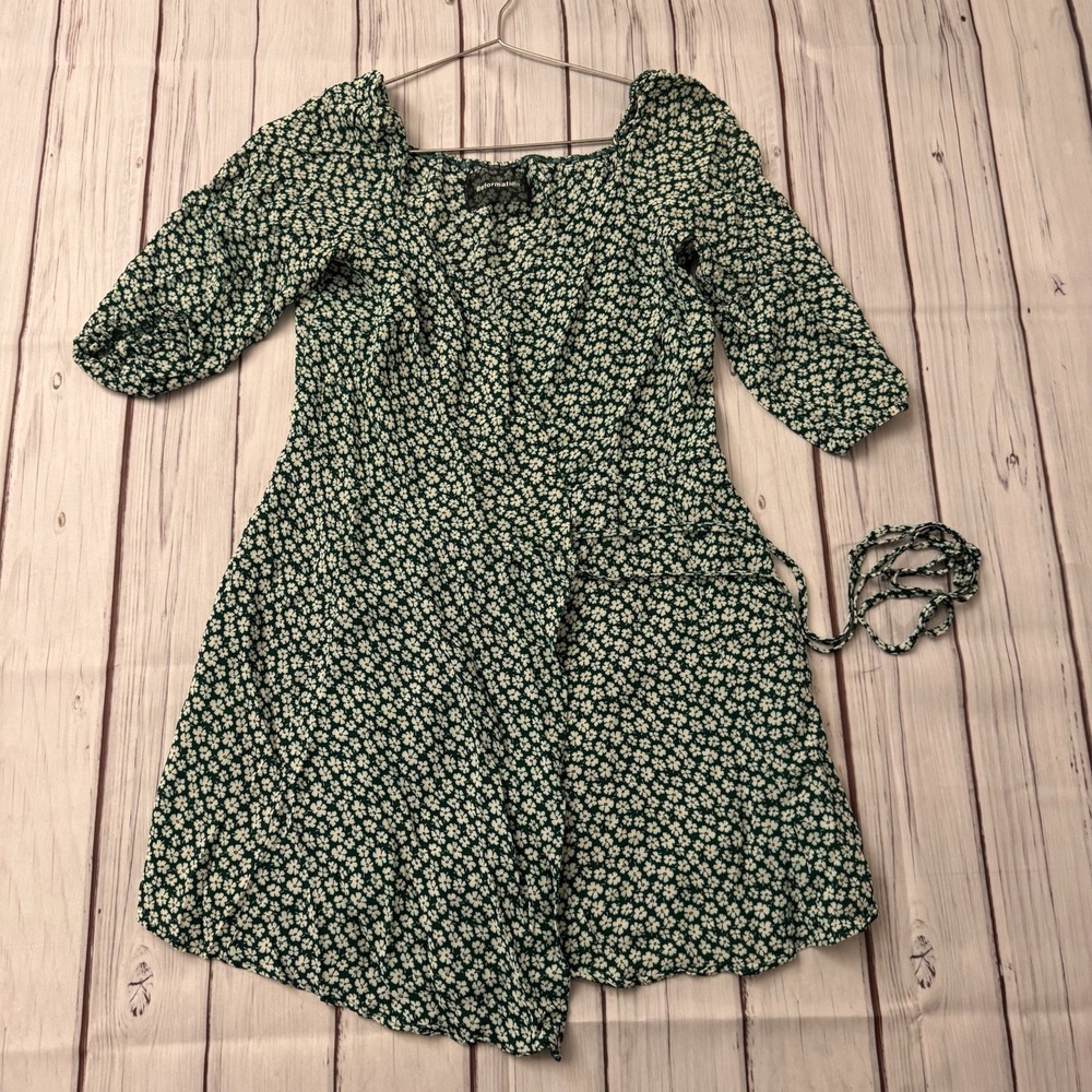 Reformation Green Floral Venezuela Sammy Wrap Dress‎ Size Medium